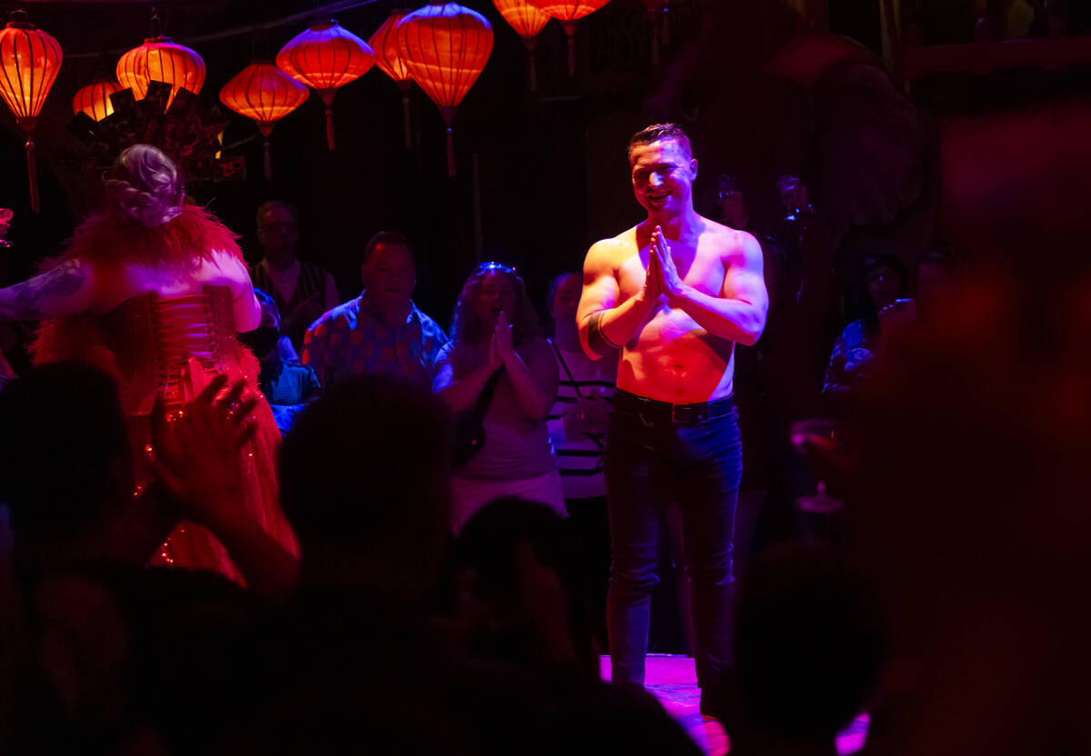 Aerialist Roman Mokrenko acknowledges the crowd after his final performance during the closing ...