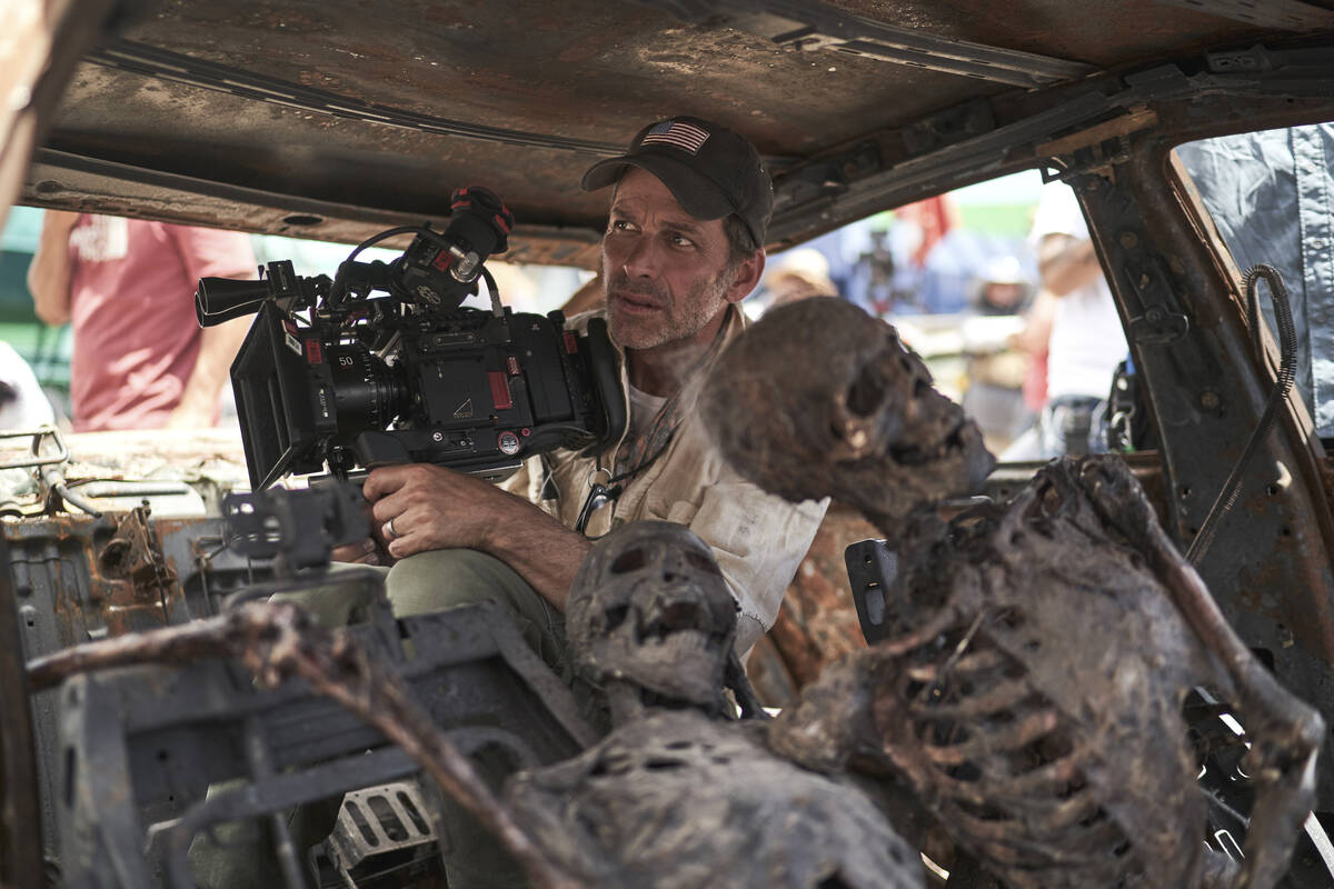Director and co-writer Zack Snyder films a scene from “Army of the Dead.” (Clay Eno ...
