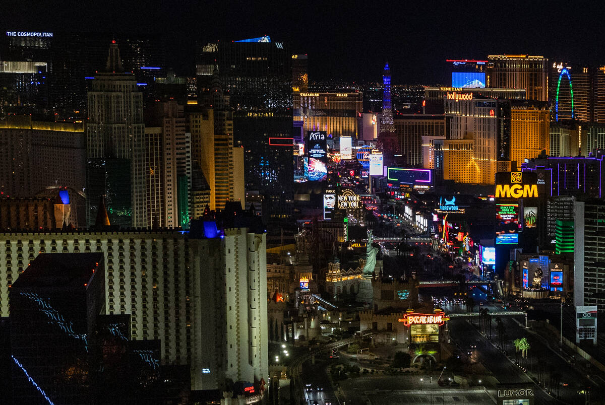 In this Review-Journal file photo, casinos along the Las Vegas Strip glitter early in the morni ...