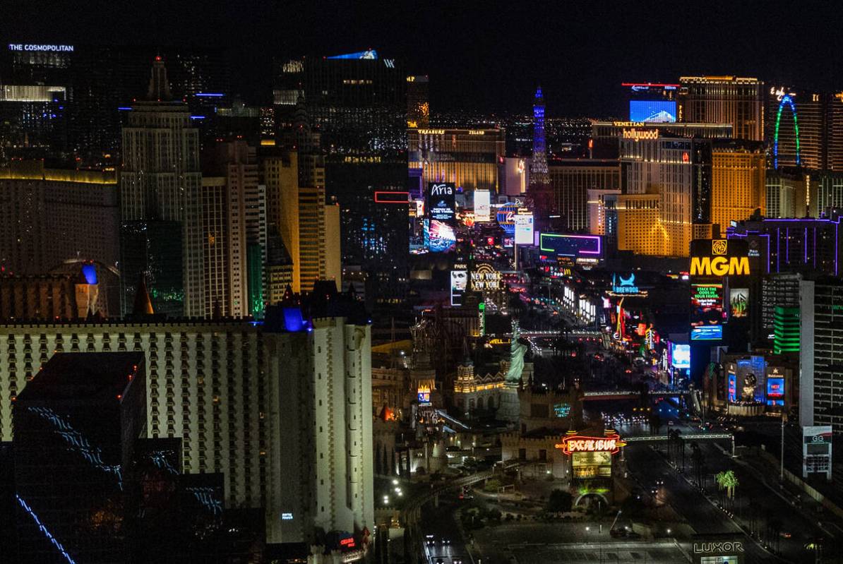 In this Review-Journal file photo, casinos along the Las Vegas Strip glitter early in the morni ...