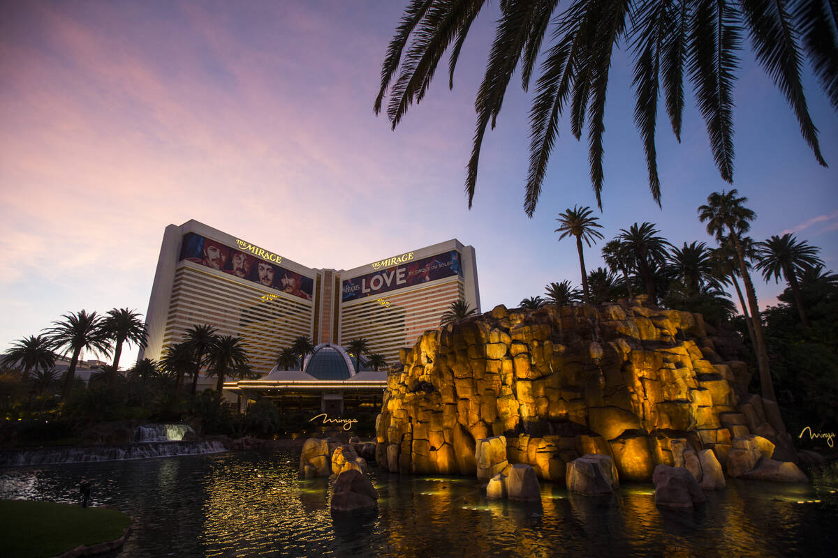 The Mirage and volcano are seen in Las Vegas on Saturday, Feb. 3, 2018. (Chase Stevens/Las Vega ...