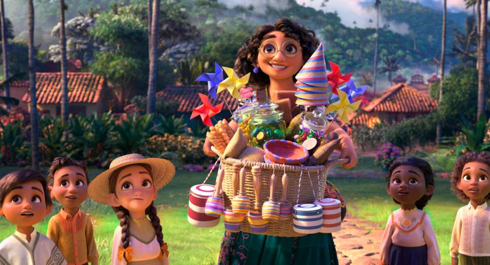 This image released by Disney shows Mirabel, voiced by Stephanie Beatriz, in a scene from the a ...