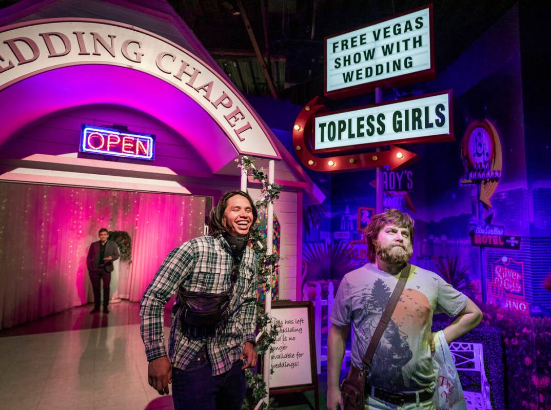 Adelwis Teran of Nashville tours the Hangover suit during a tour of Madame Tussauds Las Vegas w ...