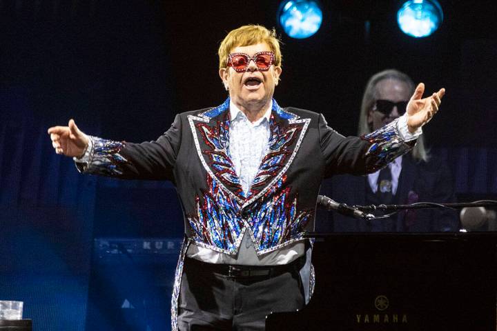 Elton John acknowledges the crowed during his ''Farewell Yellow Brick Road,'' final tour at All ...