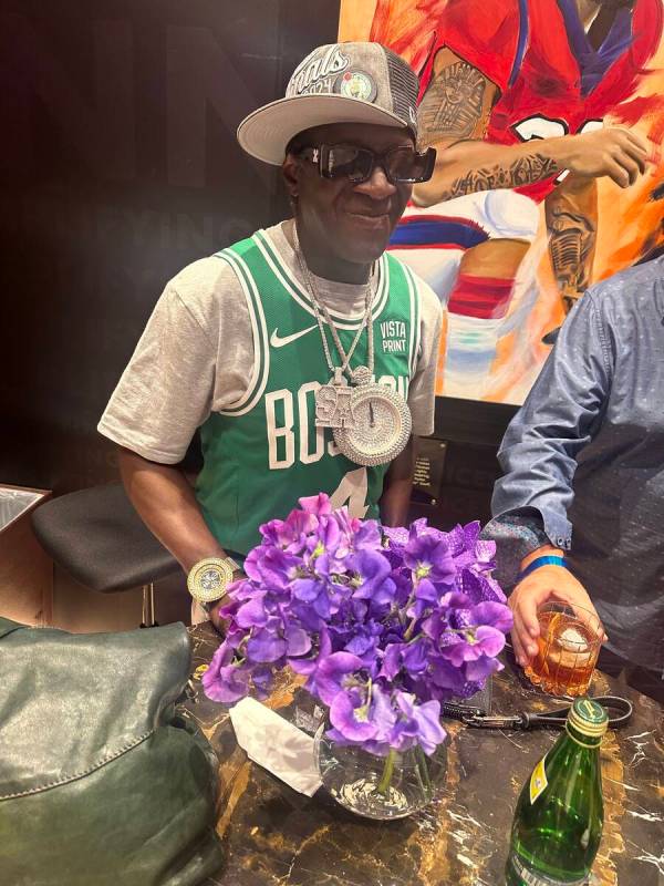 Flavor Flav is shown SiriusXM Studio at Wynn Las Vegas on Wednesday, June 5, 2024. (John Katsil ...