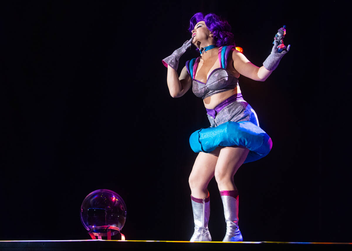 Margo Mayhem, of New York, competes for M- Exotic World in the Burlesque Hall of Fame’s ...