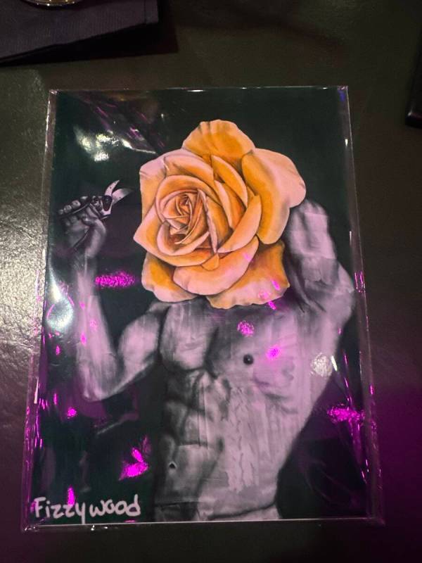 An art piece purchased by R-J columnist John Katsilometes by Vegas artist Elizabeth Woods, aka ...