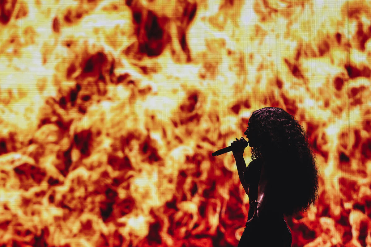 Megan Thee Stallion performs during the Hot girl Summer Tour at MGM Grand Garden Arena on Satur ...