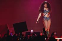 Megan Thee Stallion performs during the Hot girl Summer Tour at MGM Grand Garden Arena on Satur ...