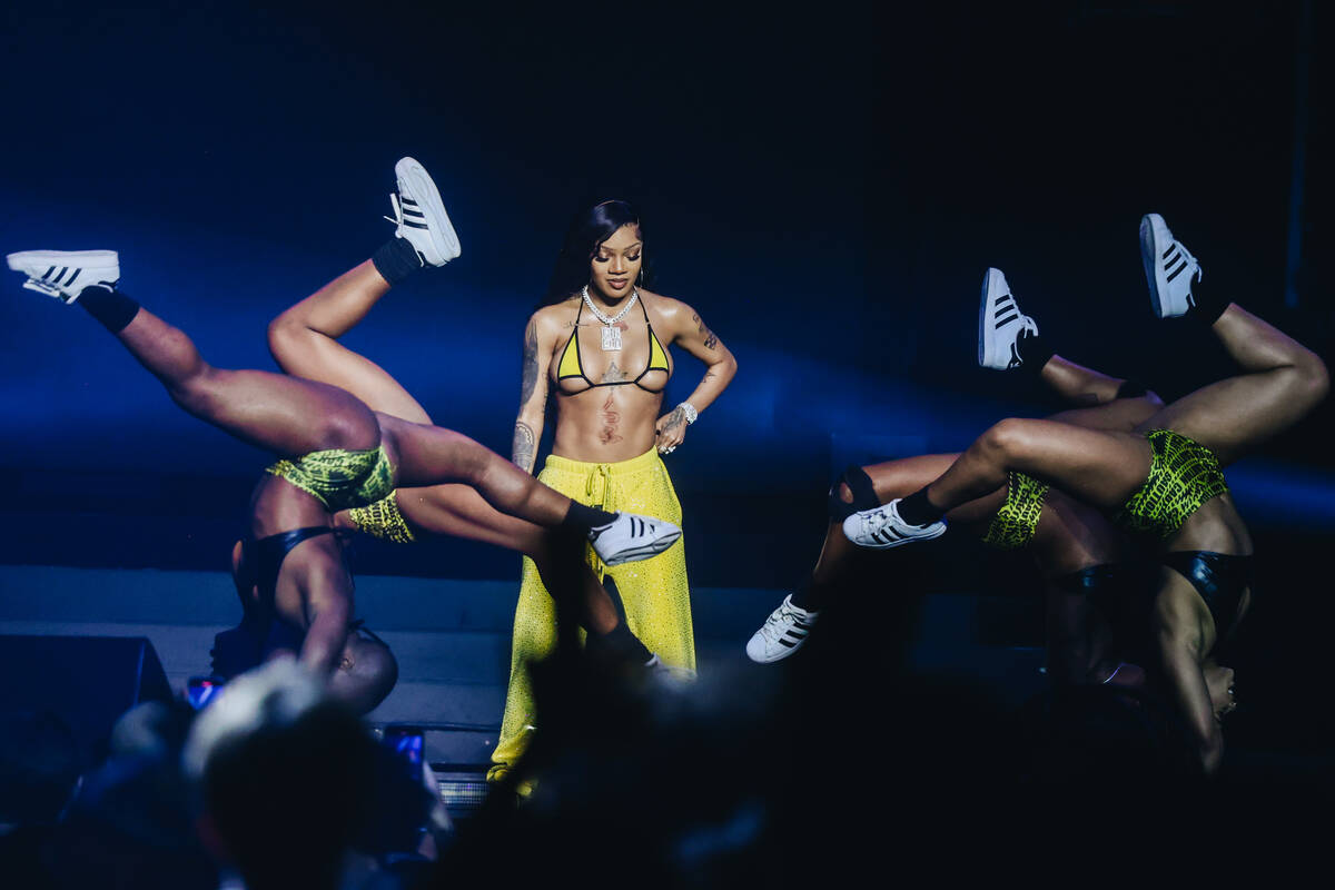 GloRilla performs during the Hot girl Summer Tour at MGM Grand Garden Arena on Saturday, June 2 ...