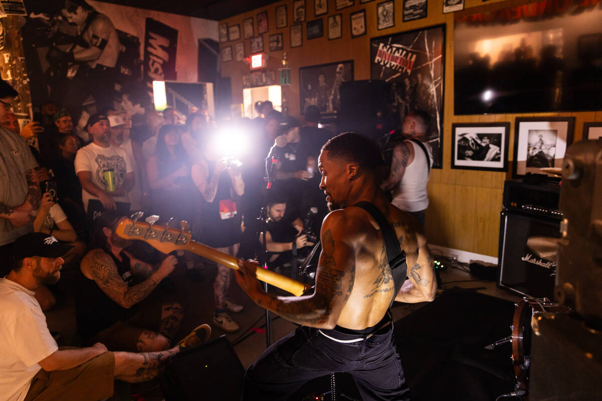 Jonny Goood, of Damnage, performs at the Punk Rock Museum on Friday, June 28, 2024, in Las Vega ...