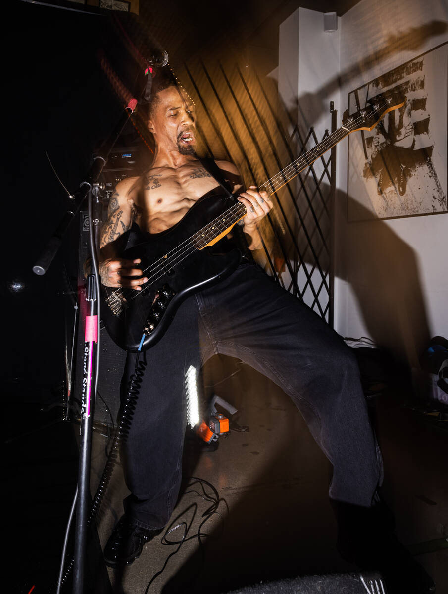 Jonny Goood, of Damnage, performs at the Punk Rock Museum on Friday, June 28, 2024, in Las Vega ...