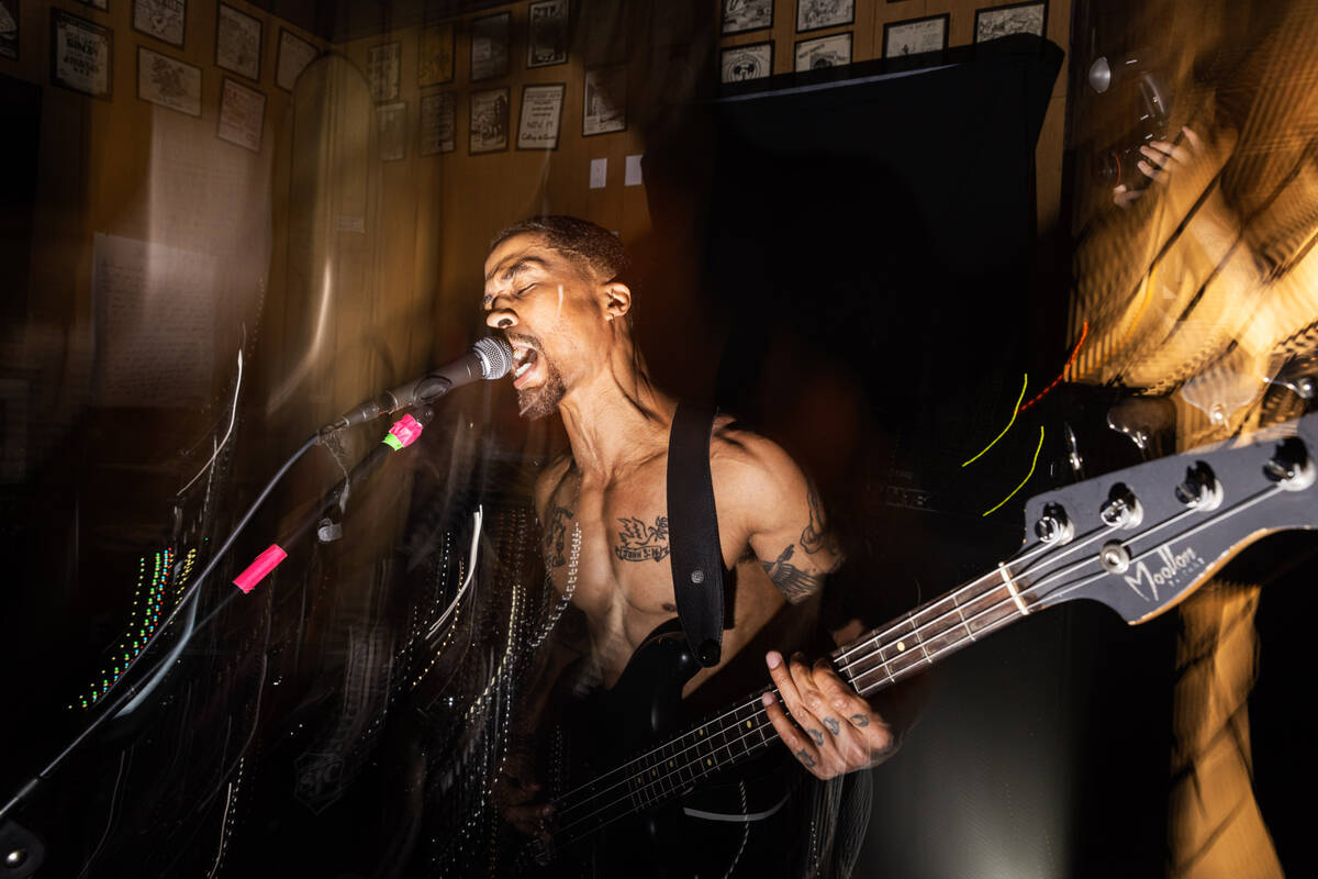 Jonny Goood, of Damnage, performs at the Punk Rock Museum on Friday, June 28, 2024, in Las Vega ...