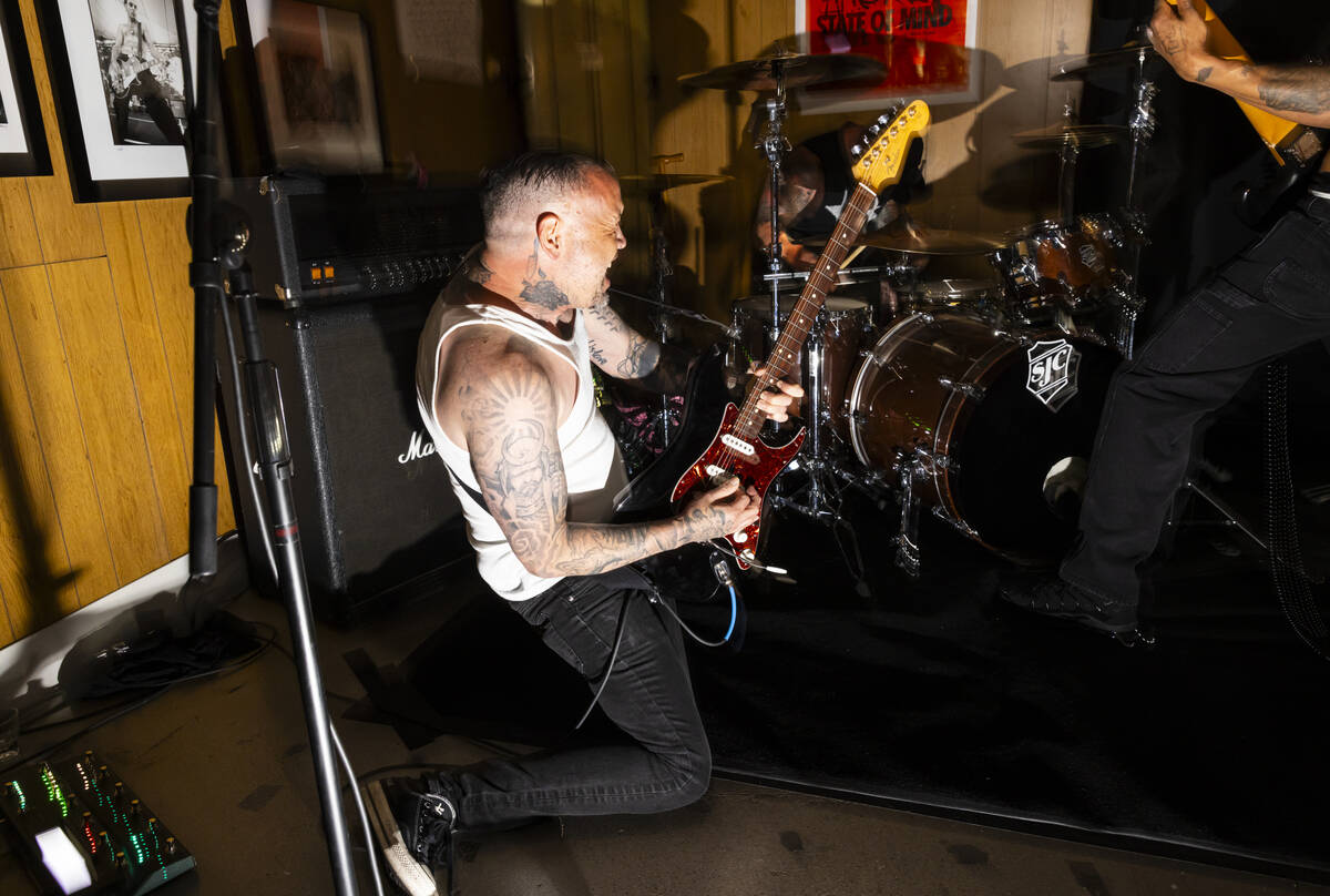 Tim Stewart, of Damnage, performs at the Punk Rock Museum on Friday, June 28, 2024, in Las Vega ...