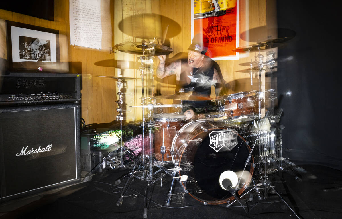 Branden Steineckert, of Rancid, performs with Damnage at the Punk Rock Museum on Friday, June 2 ...