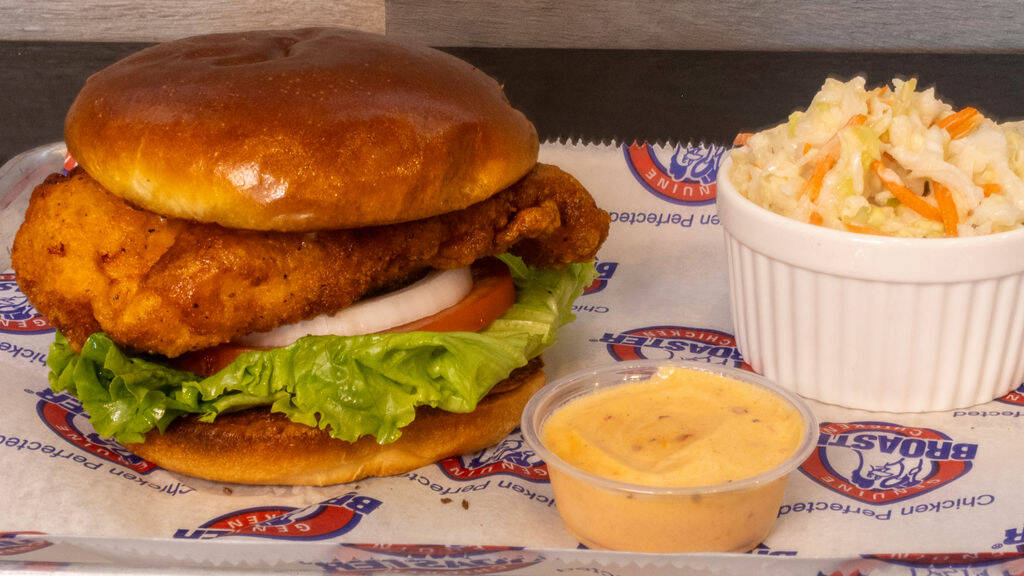 A chicken sandwich from Two Sisters Broasted Chicken & Ribs, which is planned to open in summer ...