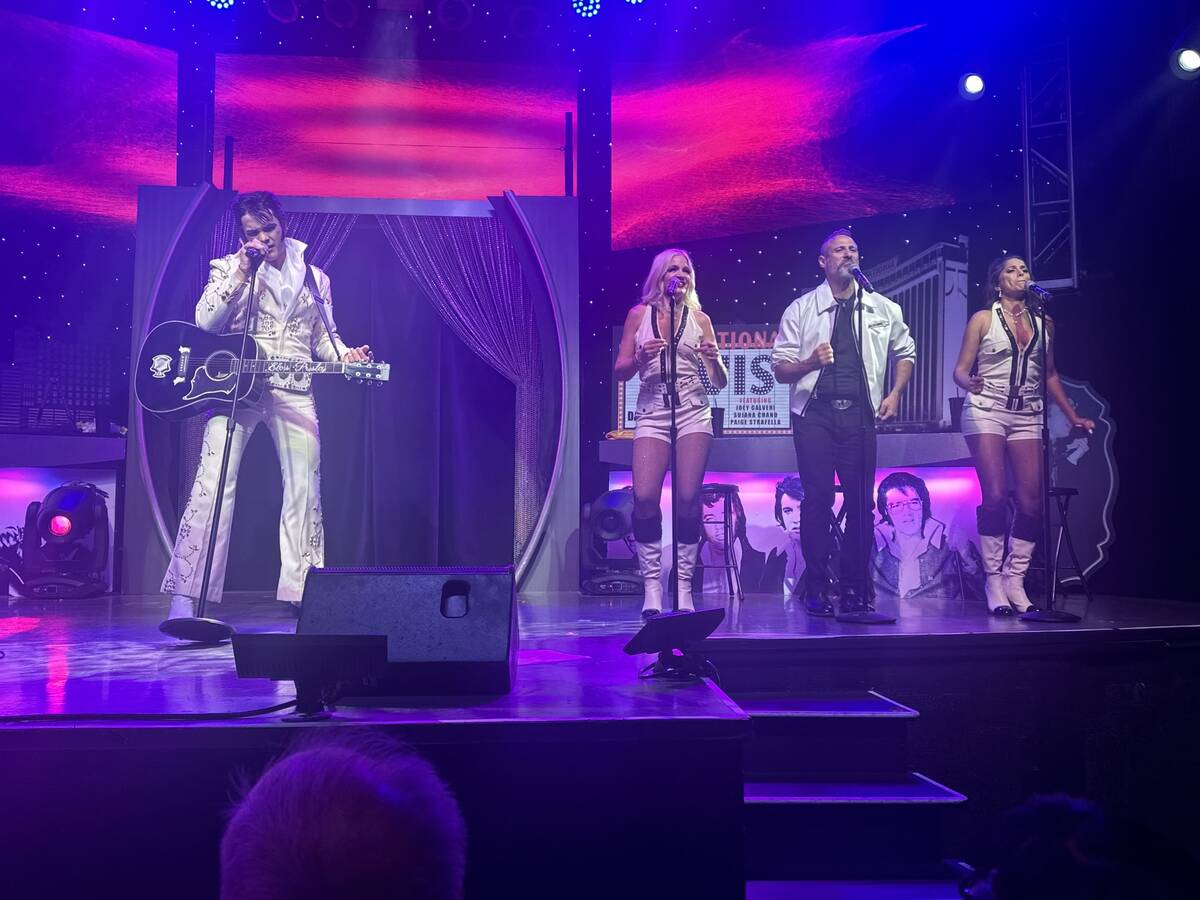 Daniel Durston as Elvis is backed by Paige Strafella, Joey Calveri and Sujana Chand in "The Kin ...