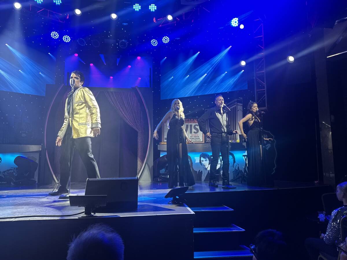Daniel Durston as Elvis is backed by Paige Strafella, Joey Calveri and Sujana Chand in "The Kin ...