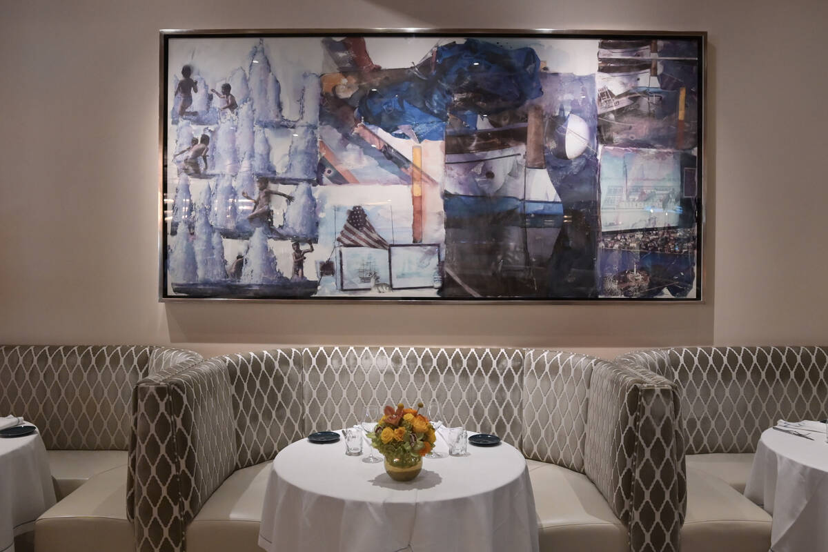Robert Rauschenberg’s “Aquacade” is seen at Bellagio Friday, July 19, 2024 ...