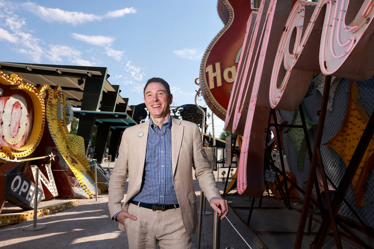 Neon Museum Executive Director Aaron Berger poses at the museum’s downtown Las Vegas loc ...