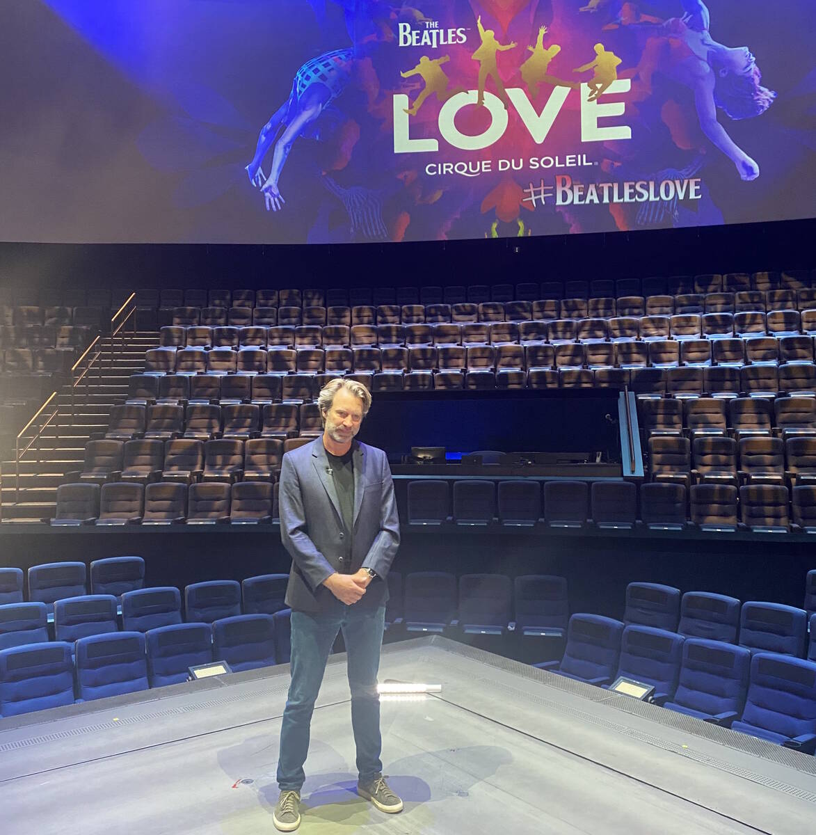 Giles Martin is shown during a video shoot at Love Theater at the Mirage on Sunday, Aug. 1, 202 ...