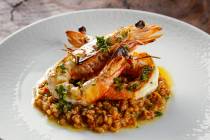 Farrotto (farro risotto) with prawns from Ciao Vino Ristorante in Boca Park, Las Vegas. (HUKL H ...
