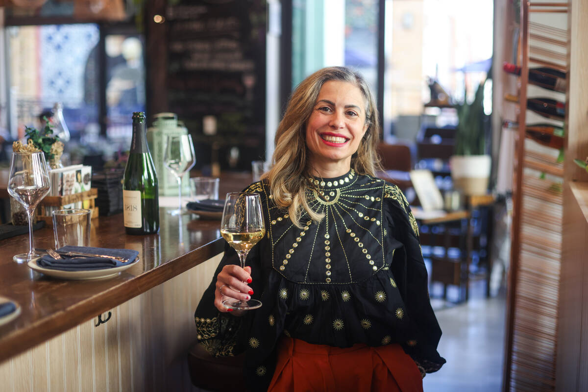 Kat Thomas, lead sommelier, poses for a portrait at Ada’s Food & Wine in Las Vegas, ...