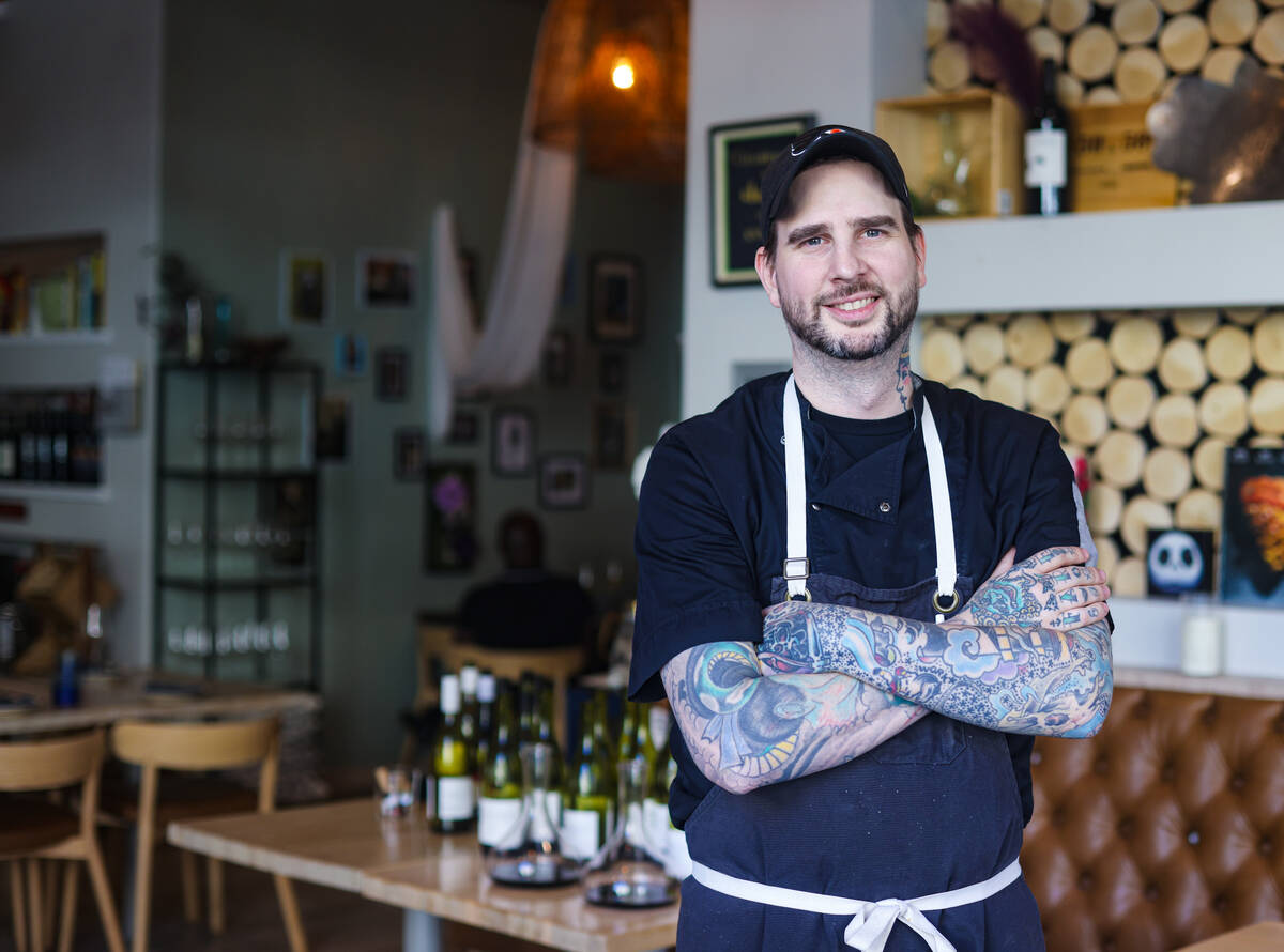 Jackson Stamper, chef de cuisine, poses for a portrait at Ada’s Food & Wine in Las V ...