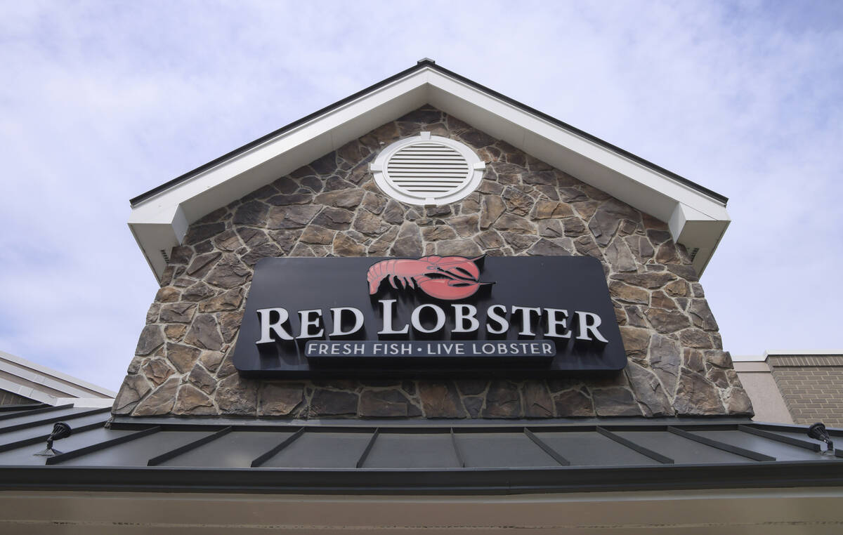 Signage at a Red Lobster restaurant, May 20, 2024, in Lincolnwood, Ill. (AP Photo/Teresa Crawfo ...