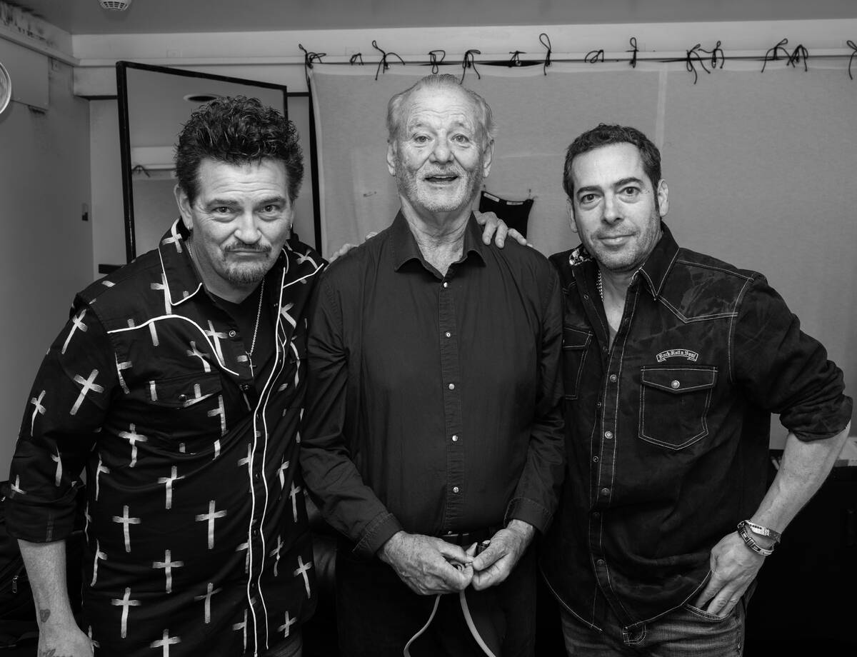 Bill Murray is shown with Mike Zito, left, and Albert Castiglia of Blood Brothers during Big Bl ...