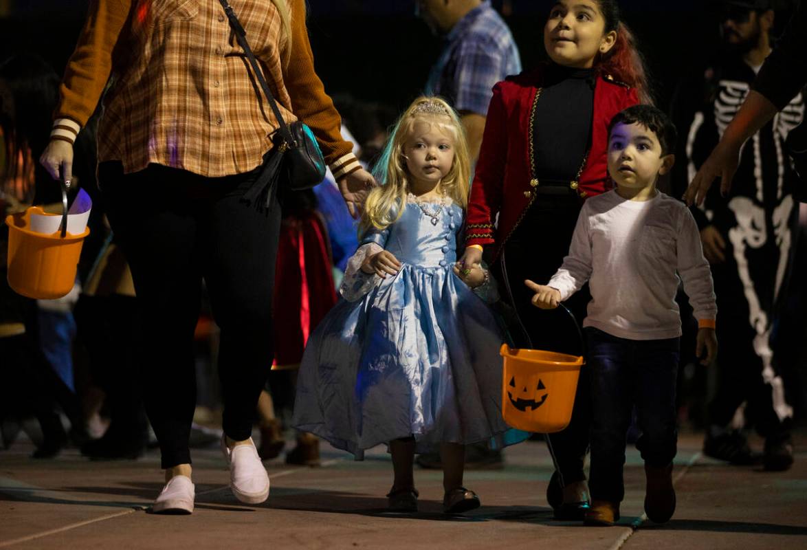 Briar Shera, middle, 3, and Damian Gomez, 3, at Opportunity Village, in Las Vegas on Saturday, ...