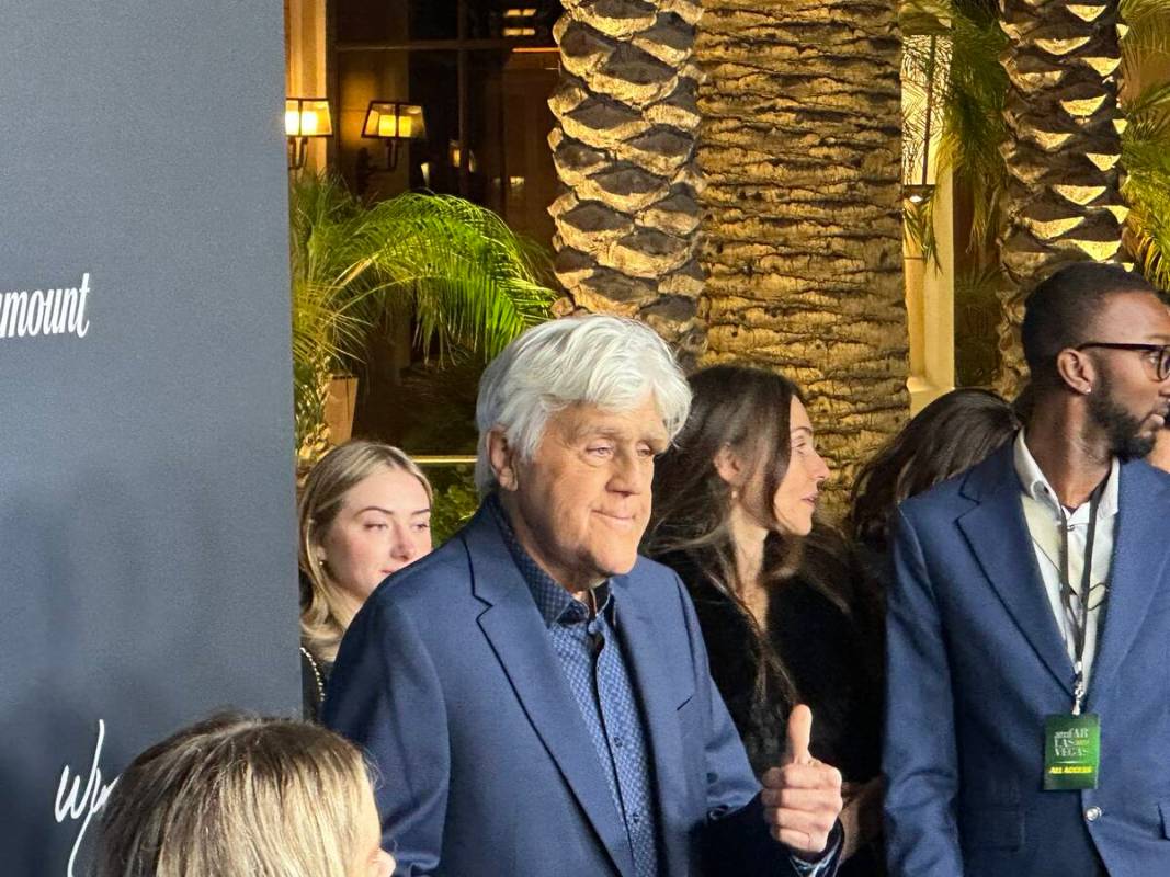 Jay Leno is shown at the amfAR, The Foundation for AIDS gala at Pavilion at Wynn Las Vegas on F ...