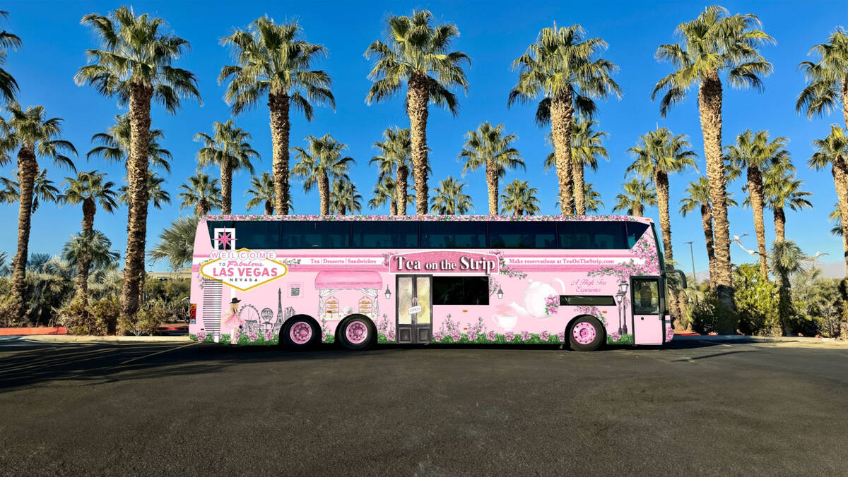Tea on the Strip, a tea party and tour on a motor coach, debuts in January 2025 in Las Vegas. ( ...