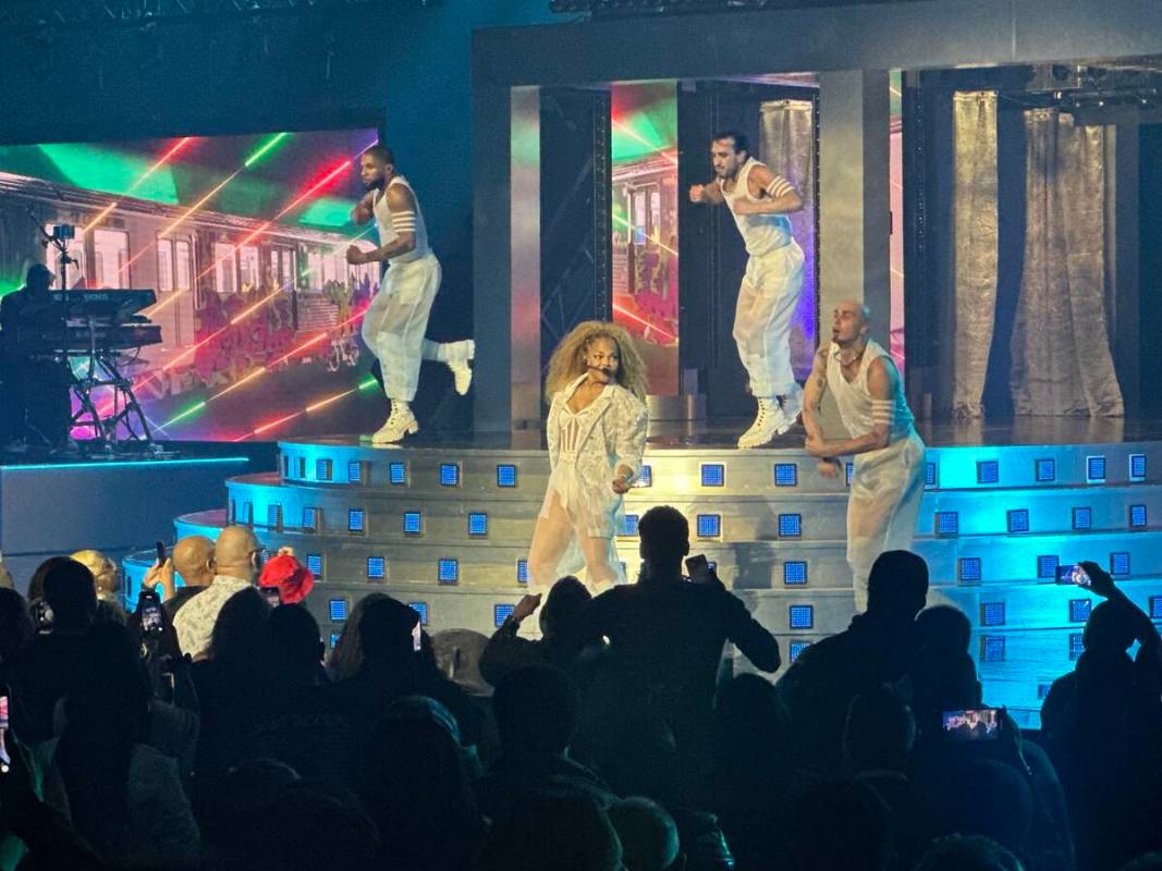 Janet Jackson performs at the launch of her residency production at Resorts World Theatre on Mo ...
