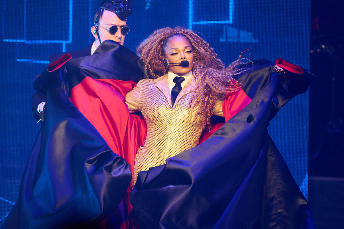 Janet Jackson performs at the launch of her residency production at Resorts World Theatre on Mo ...