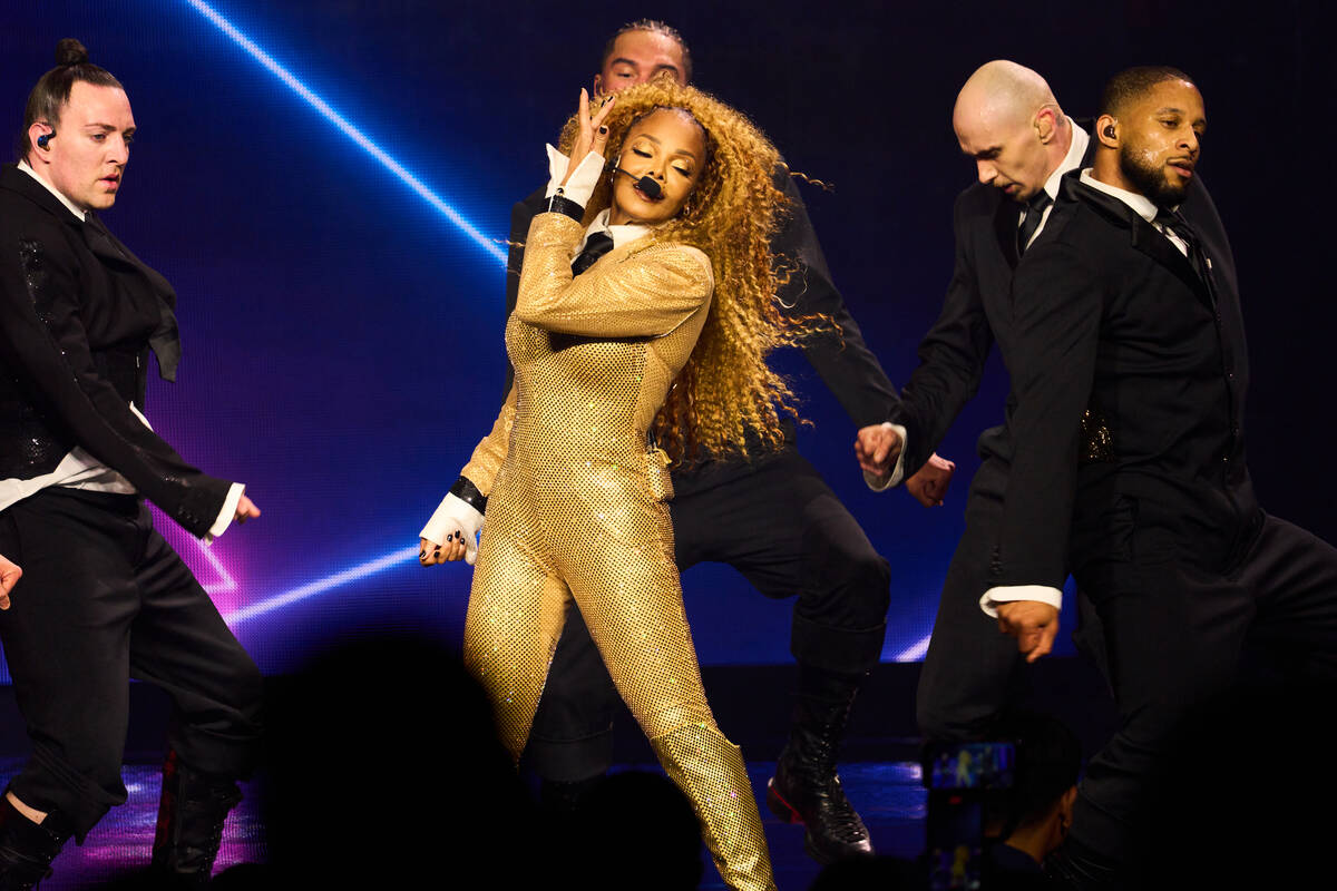Janet Jackson performs at the launch of her residency production at Resorts World Theatre on Mo ...