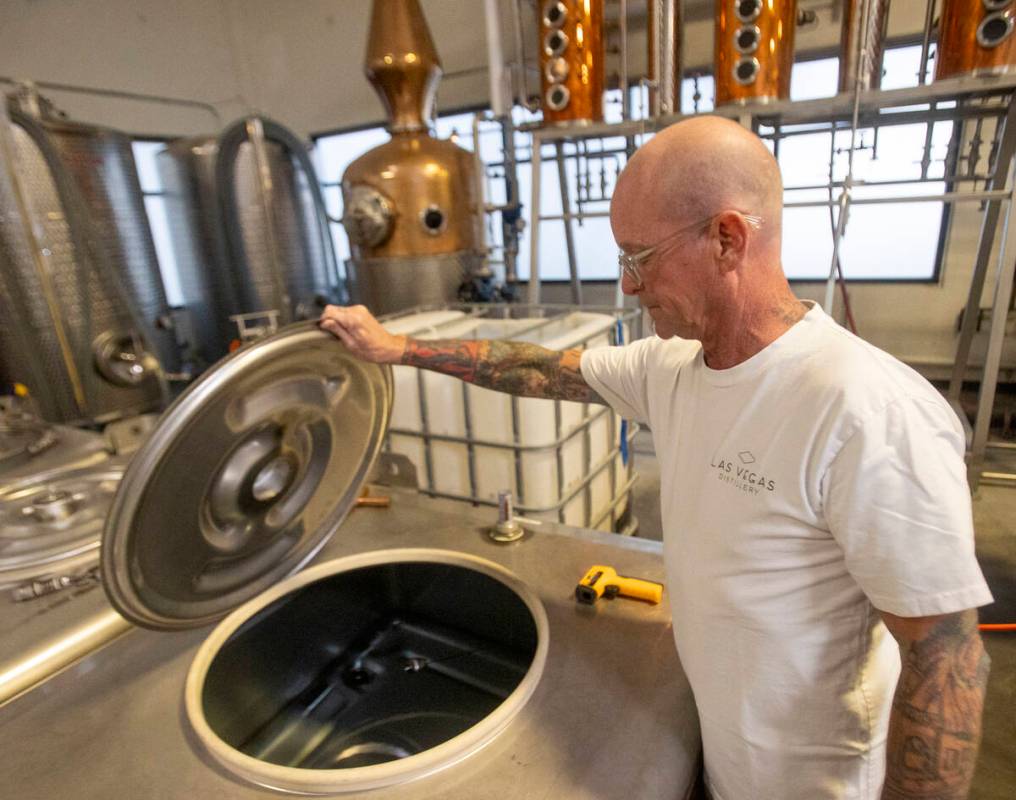 Master distiller Jonny Ver Planck checks on product at Las Vegas Distillery in Henderson. (Dani ...