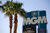 The marquee at MGM Grand on Wednesday, Aug. 4, 2021, on the Las Vegas Strip. (Las Vegas Review ...