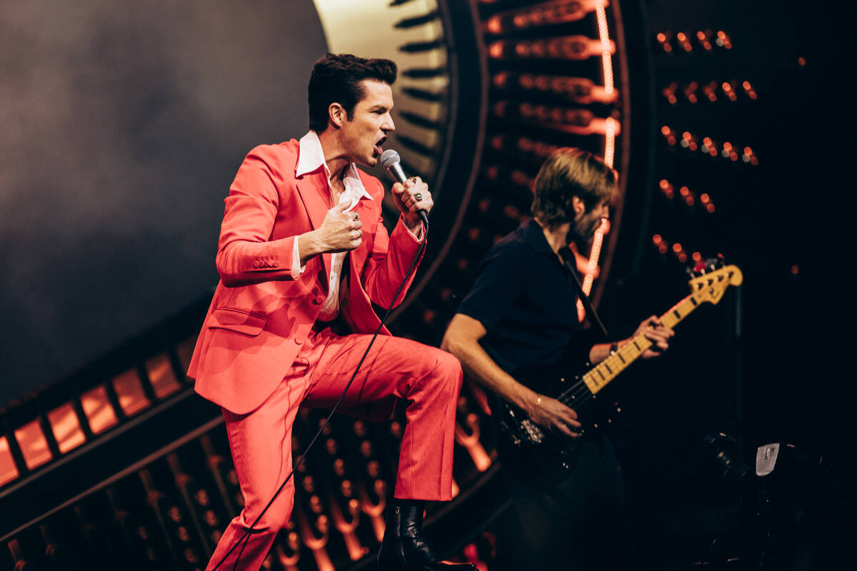 Brandon Flowers of The Killers is shown at the Colosseum at Caesars Palace on Friday, Aug. 16, ...