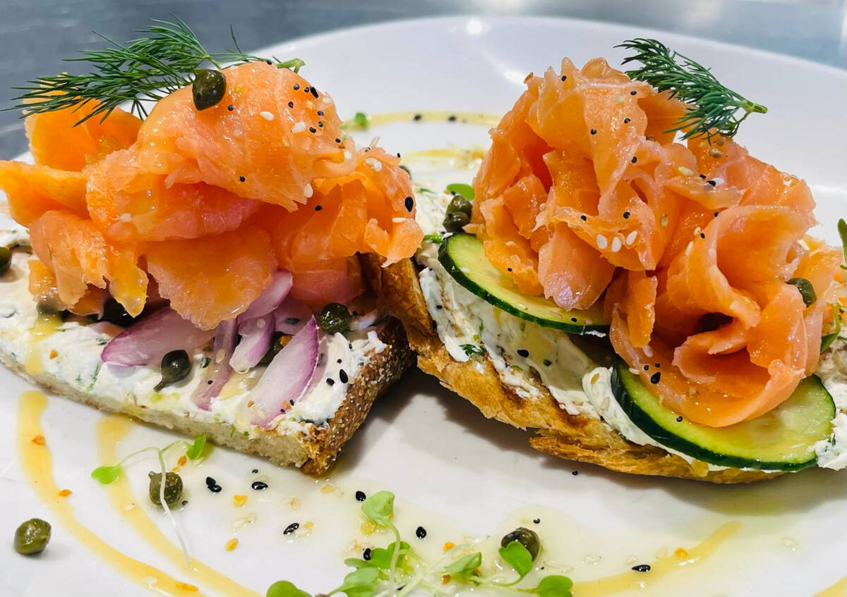 Lox and toast at Cottonwood Station, a restaurant in Blue Diamond, a tiny former mining village ...