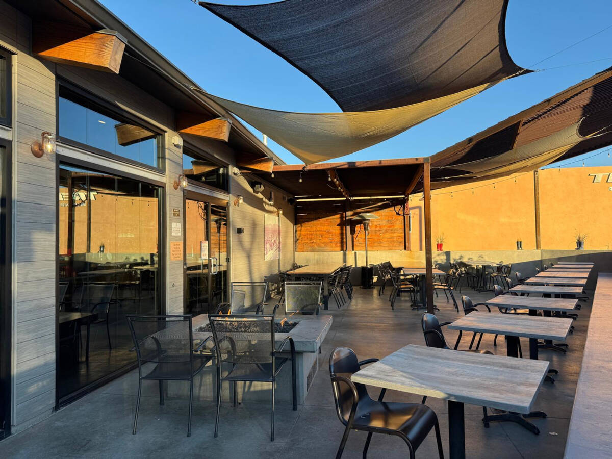 The terrace of Cottonwood Station, a restaurant in Blue Diamond, a tiny former mining village i ...