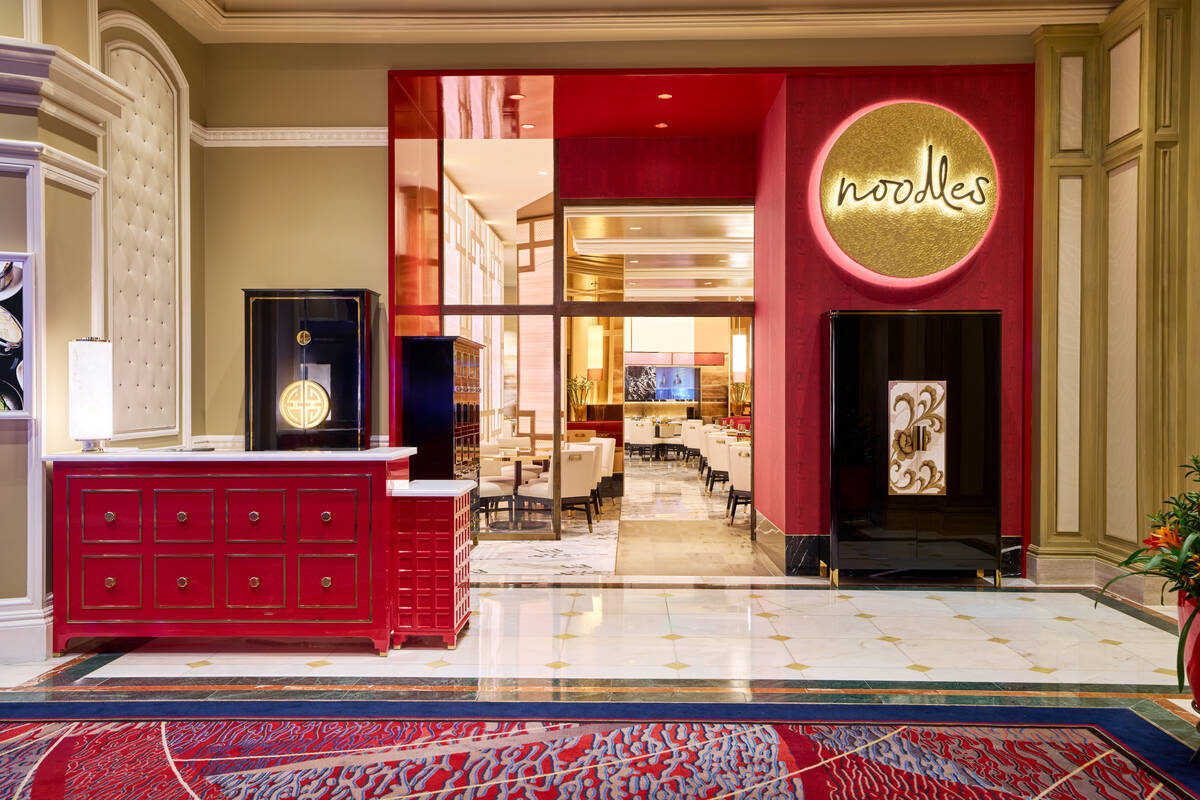 The entrance to Noodles in Bellagio, which reopened on the Las Vegas Strip in January 2025 foll ...