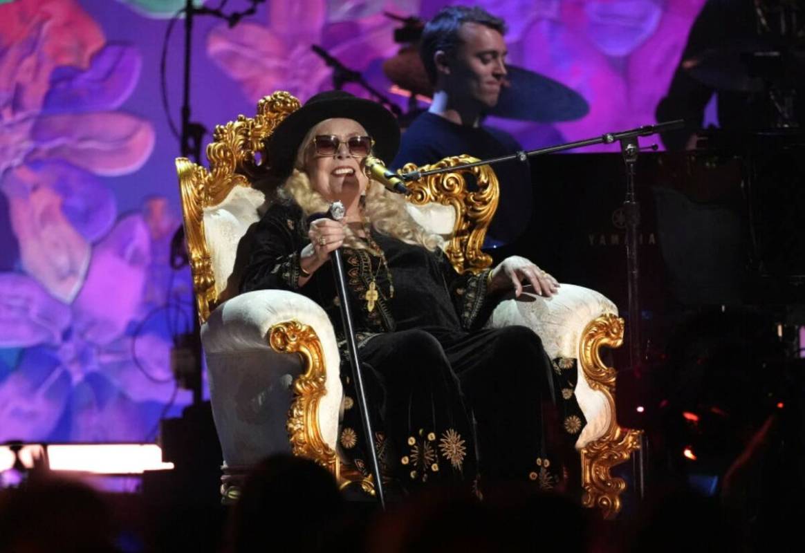 Joni Mitchell performs during the FireAid benefit concert on Thursday, Jan. 30, 2025, at The Fo ...
