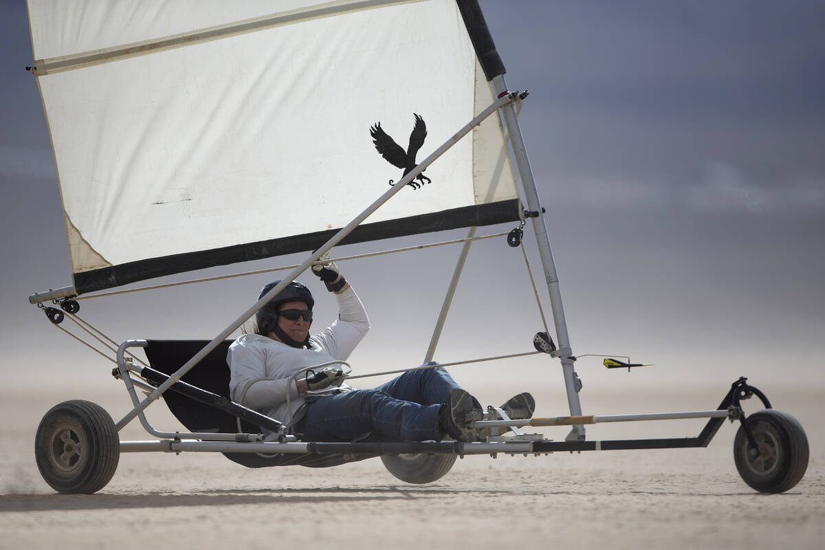 Renee Fields cheers as she wins the Manta twin class race during America’s Landsailing Cu ...