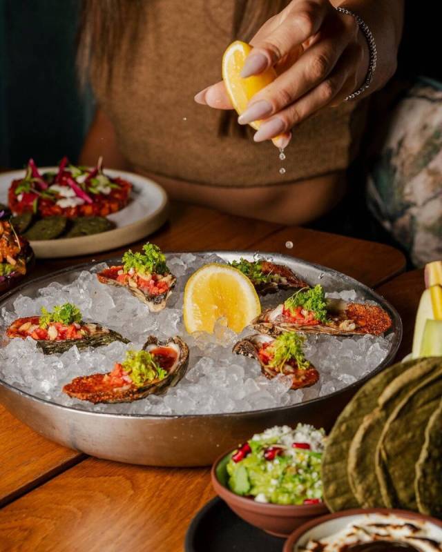 Oysters with blood orange foam to celebrate Valentine's Day 2025 from Chica in The Venetian on ...