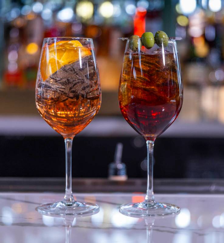 A Rosa Spritz and Cynar Spritz from Eataly Bar and Pizza al Padellino in Eataly at the Park M ...