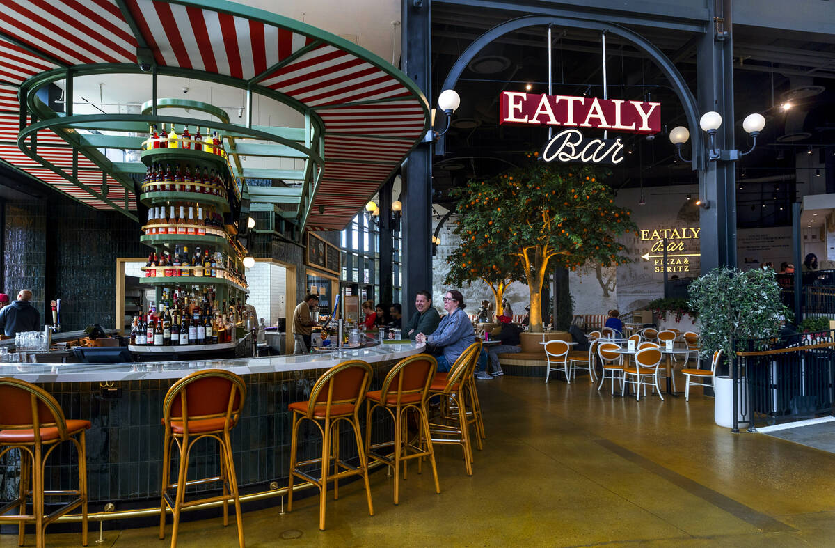 The bar and dining area of Eataly Bar and Pizza al Padellino in Eataly at the Park MGM on Frida ...