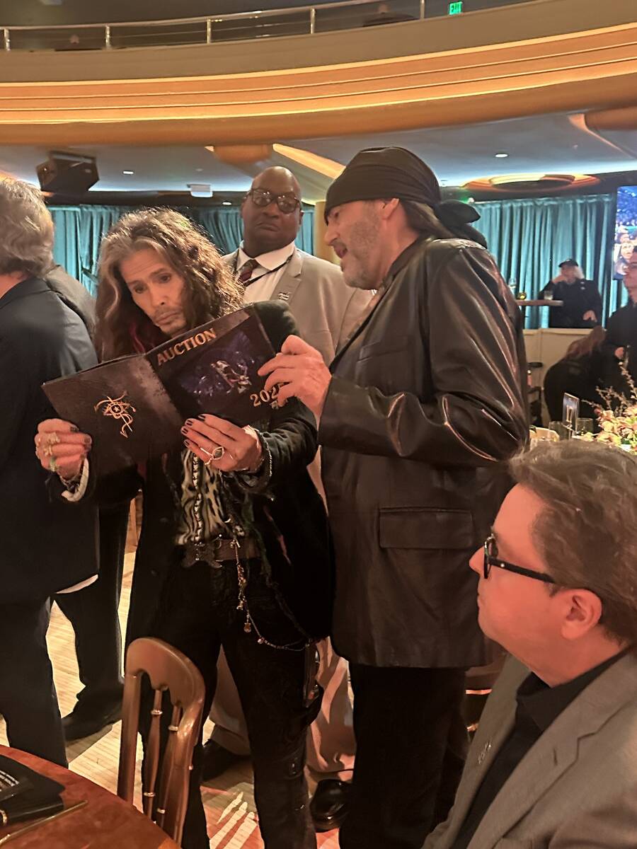 Steven Tyler and Danny Coker at Janie's Fund charity show on Sunday, Feb. 2, 2025. (John Katsil ...