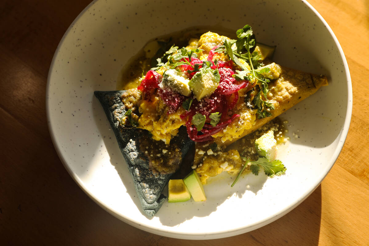 Black bean tetela from Milpa, a Mexican restaurant in Las Vegas, Thursday, March 9, 2023. (Rach ...