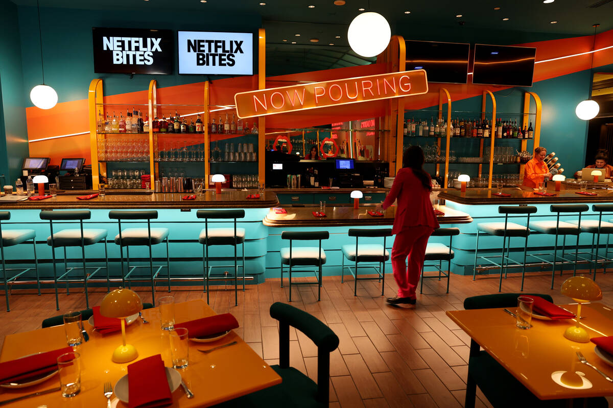 General Manager Edith Castro sets up Netflix Bites at MGM Grand in Las Vegas Monday, Feb. 10, 2 ...